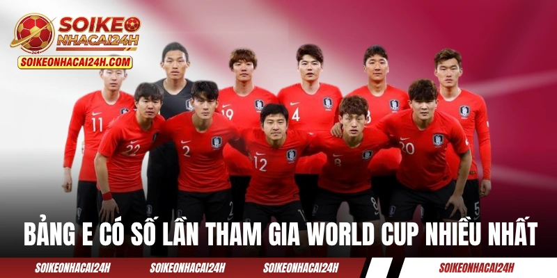 Bảng E có tổng số lần tham gia World Cup nhiều nhất
